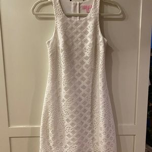Lilly Pulitzer Marquette white shift fringe tassel dress